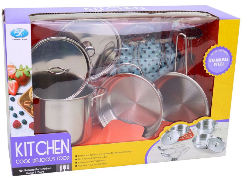 16173 - Nádobí nerezové, hrnec, 9 kusů, 30,9 x 10,7 x 21,6 cm