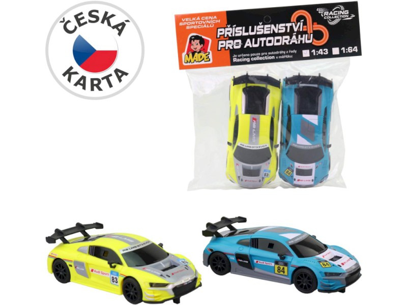 Náhradní autíčka k autodráze s licencí Audi, v sáčku, 2ks