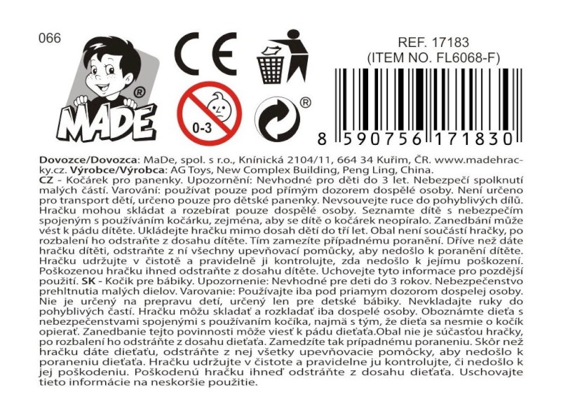 17183 - Kočárek, 36 x 65 x 10,5 cm