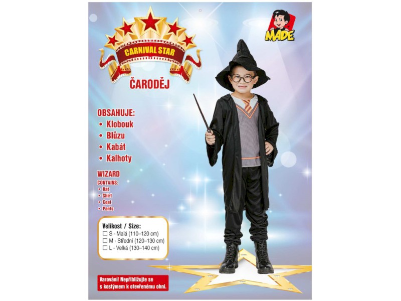 Šaty na karneval - kouzelník, 120-130 cm