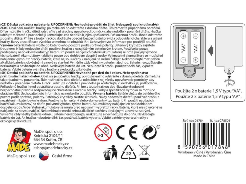 01784 - Pokladna na baterie, český design, 20 cm