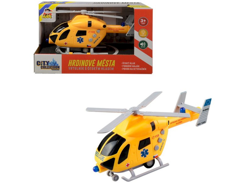 07635 - MaDe Vrtulník záchranný na setrvačník se světlem a zvukem, 20 cm