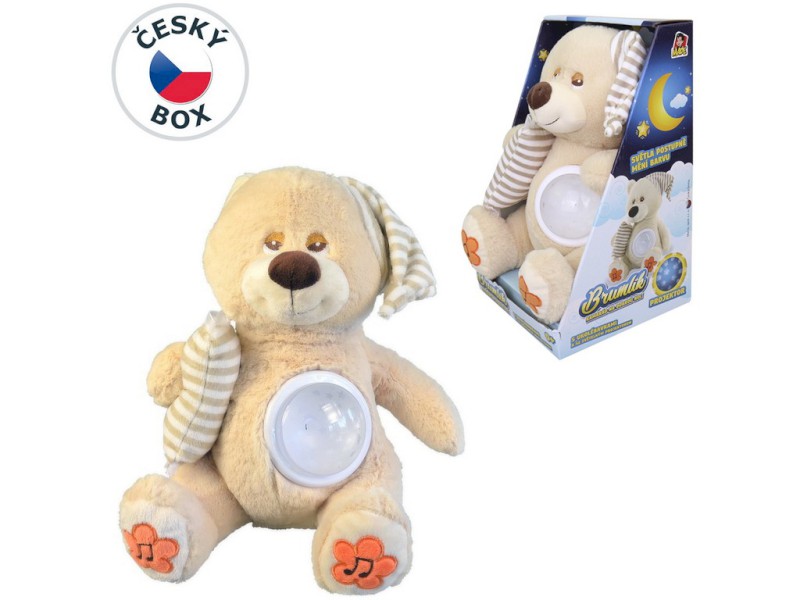 01886 - MaDe Medvídek Brumlík na spaní, světlo, usínací melodie, 30cm