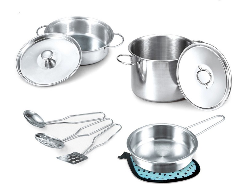 16173 - Nádobí nerezové, hrnec, 9 kusů, 30,9 x 10,7 x 21,6 cm