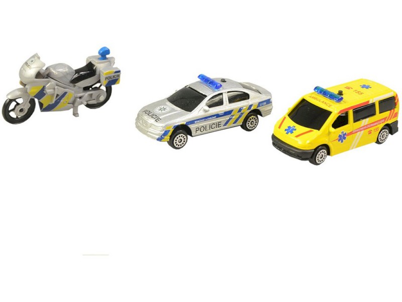 07215 - Sada motorka, osobní auto a dodávka, se světlem a zvukem, 16 x 11 cm