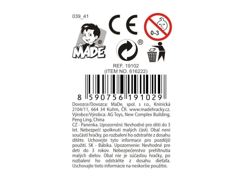 Panenka v šatech, 12 ks v display boxu, 30 cm