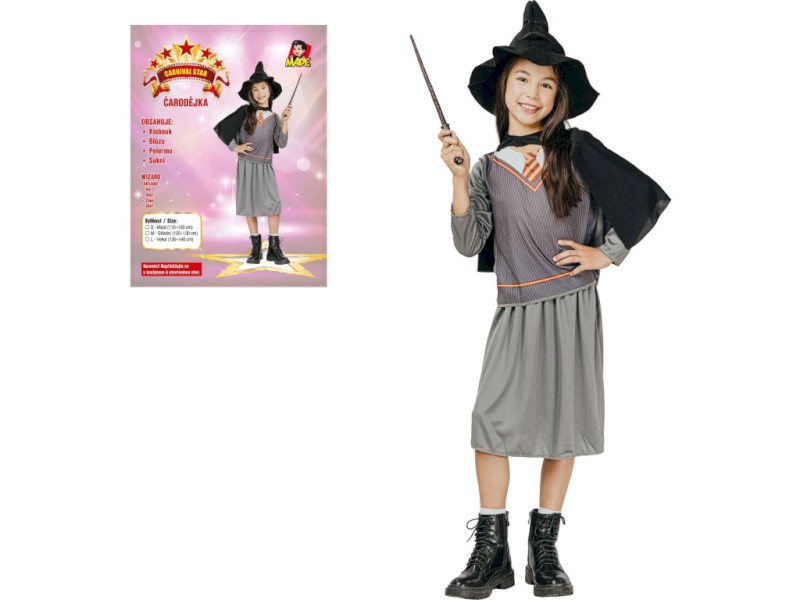 Šaty na karneval - čarodějnice, 120-130 cm