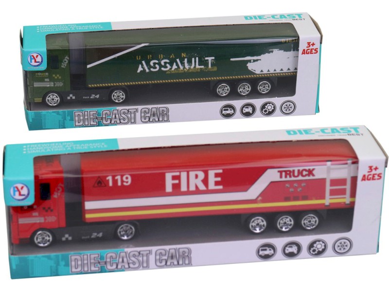 Kamion kovový, 24 ks v display boxu, 19 cm