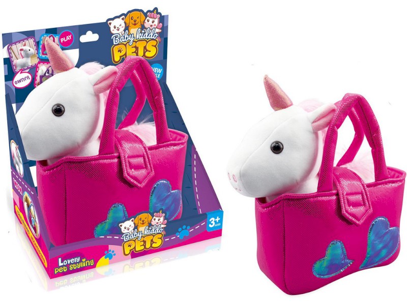 16536 - Jednorožec v tašce, bílý, 22 cm