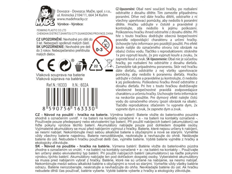 16333 - Vlaková souprava, parní, na baterie, světlo, zvuk, 68 kusů, 151 x 92,5 cm