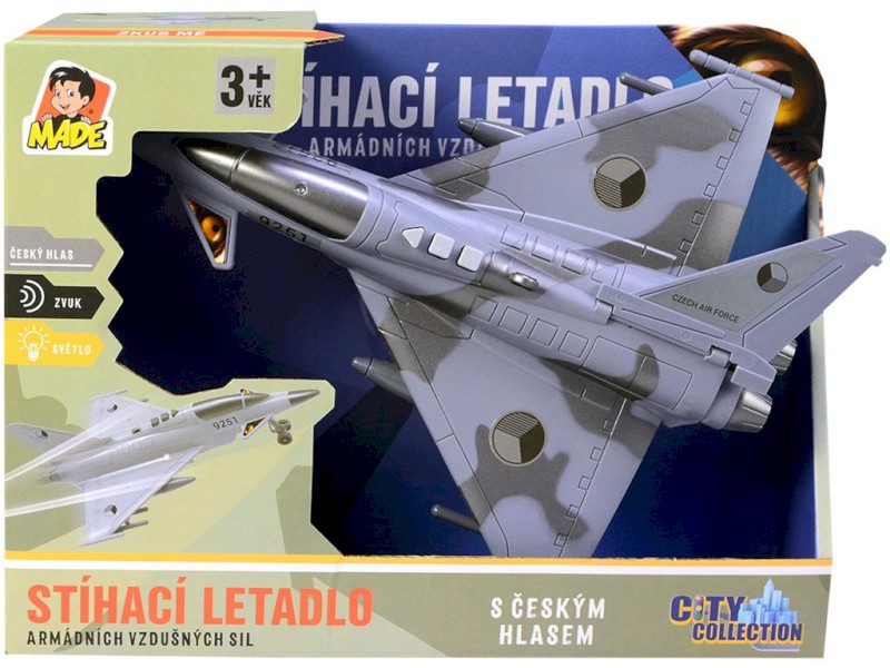 Made Stíhací letadlo na setrvačník na baterie se světlem a zvukem