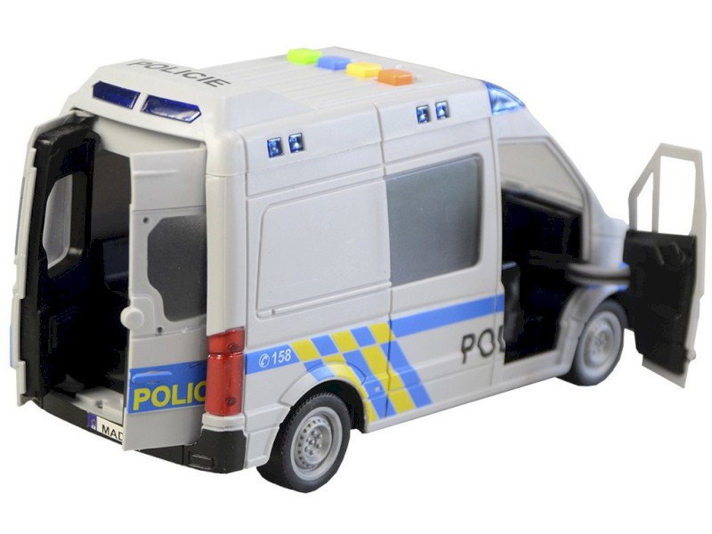 MaDe Auto policejní dodávka, na setrvačník s reálným hlasem posádky, 21 cm