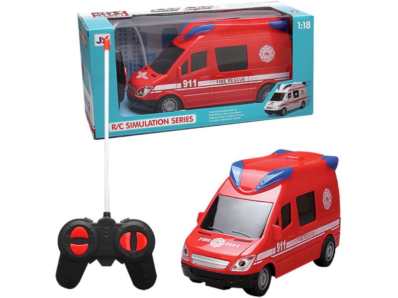 14751 - Auto hasičské na dálkové ovládání, se světlem a zvukem, 21 cm