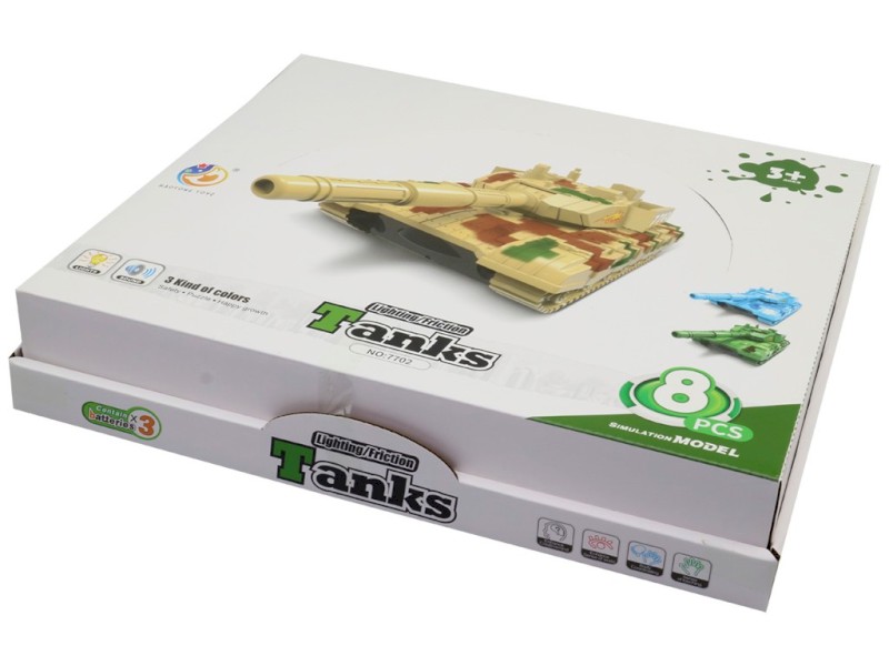 14693 - Tank na setrvačník, se světlem a zvukem, na baterie 16 x 6 x 6,5 cm