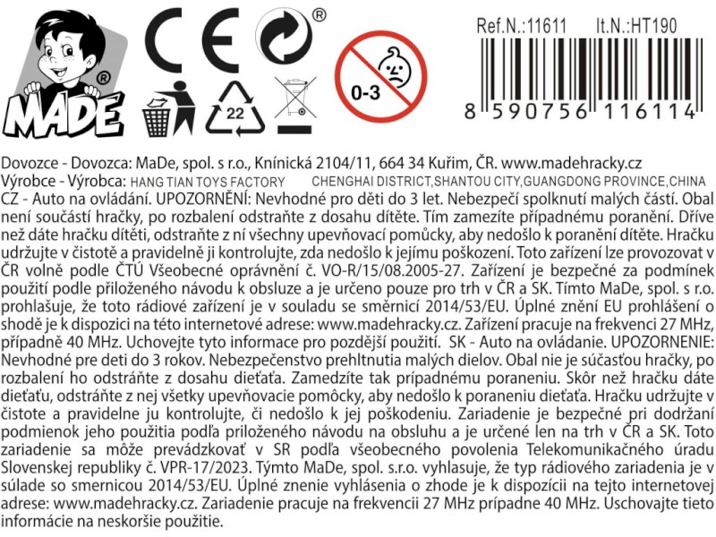 11611 - Auto nákladní na dálkové ovládání se světlem, 4 kanál, 34,5 cm