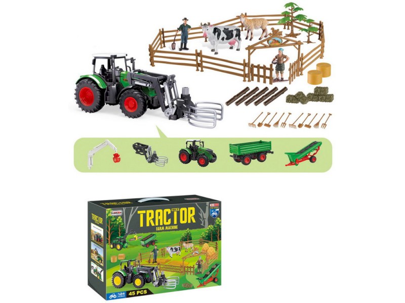 16353 - Traktor s farmou a příslušenstvím, 45 kusů