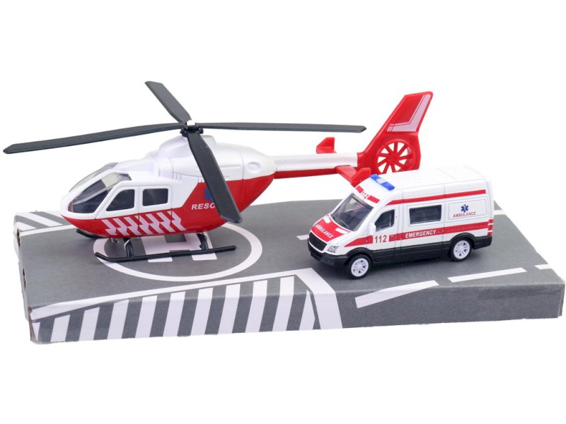 Záchranářská sada, vrtulník a auto