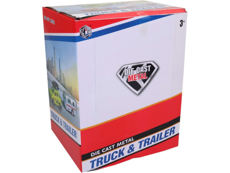 Auto s přívěsem, 16 ks v display boxu, 19 cm