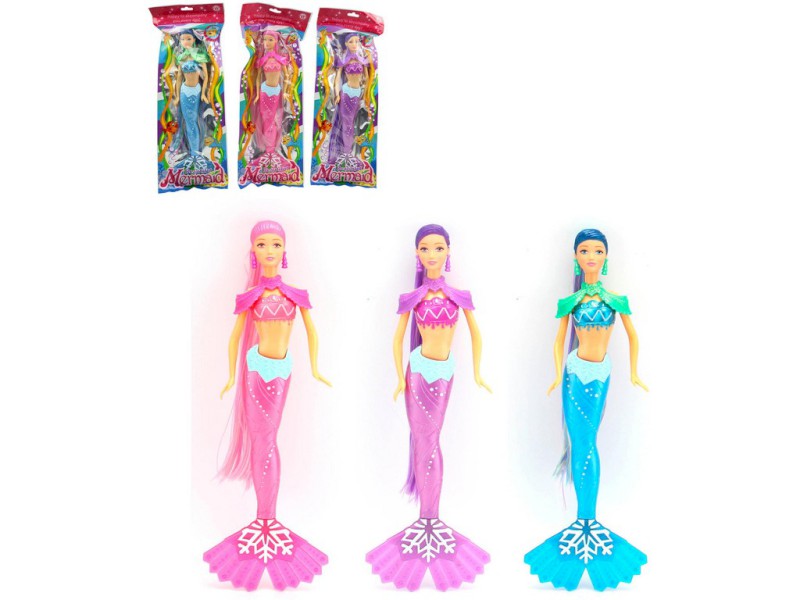 16828 - Panenka mořská panna v sáčku, 3 barvy 33 cm