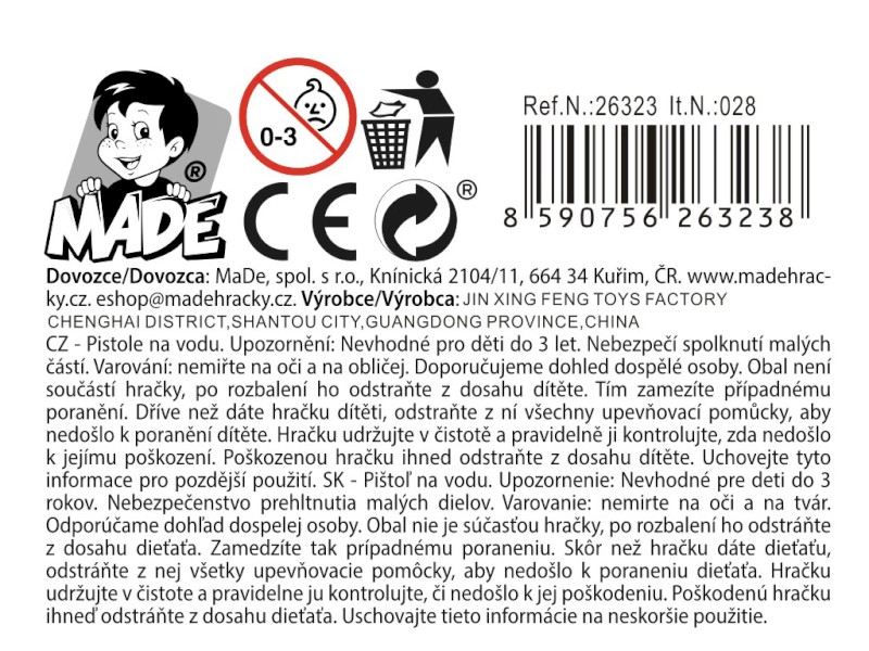 Pistole na vodu v sáčku, 31 cm