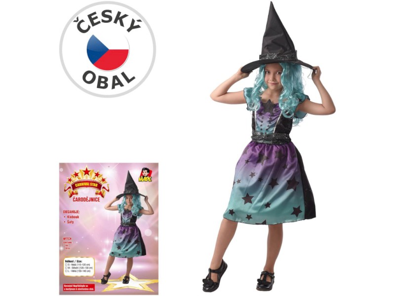 09189 - Šaty na karneval - čarodějnice, 110 - 120 cm