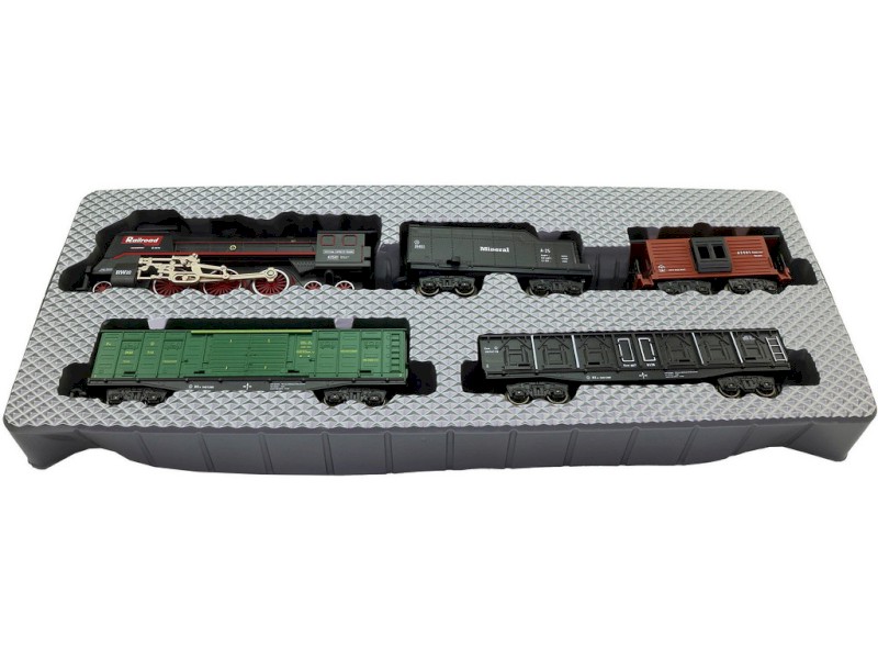 16333 - Vlaková souprava, parní, na baterie, světlo, zvuk, 68 kusů, 151 x 92,5 cm