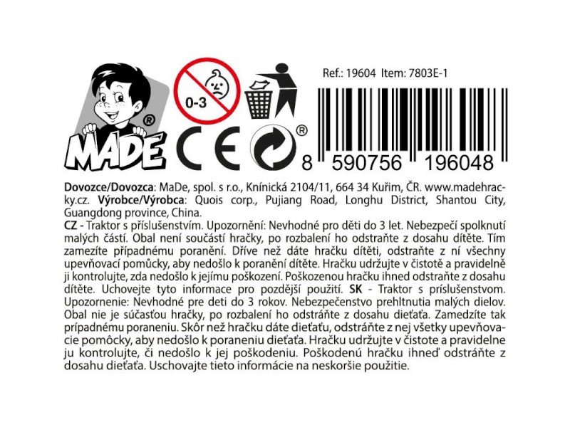 Traktor s přívěsem, 21 cm