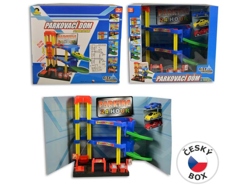 95579 - MaDe Garáž, 29cm + 3 auta, barevná