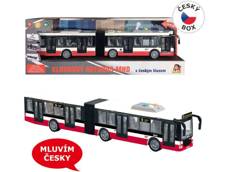09023 - MaDe Autobus na setrvačník 44 cm, mluví česky, hlásí zastávky, CZ design
