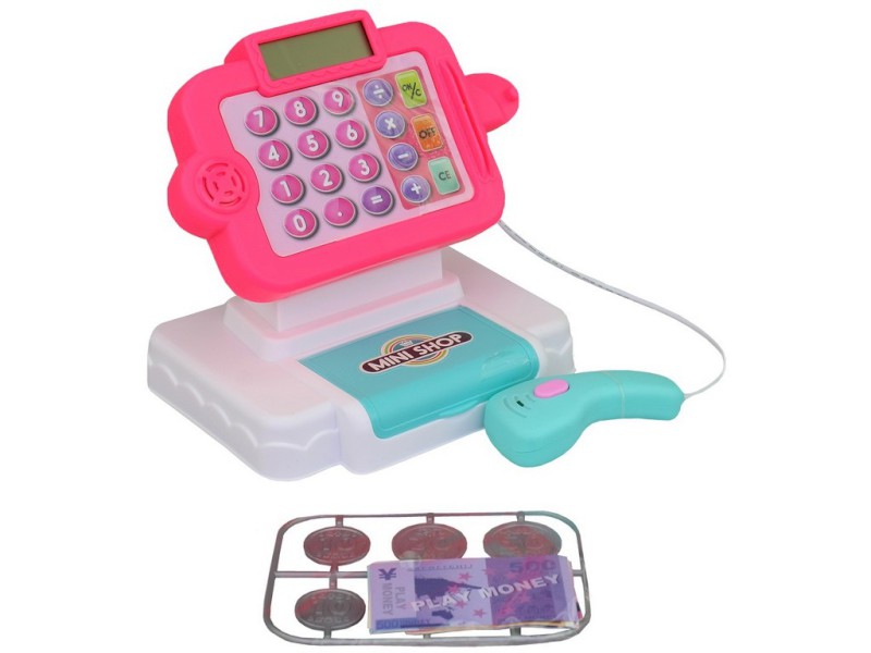 14081 - Pokladna s příslušenstvím, na baterie, 14 dílů, 34 x 20 x 14,5 cm