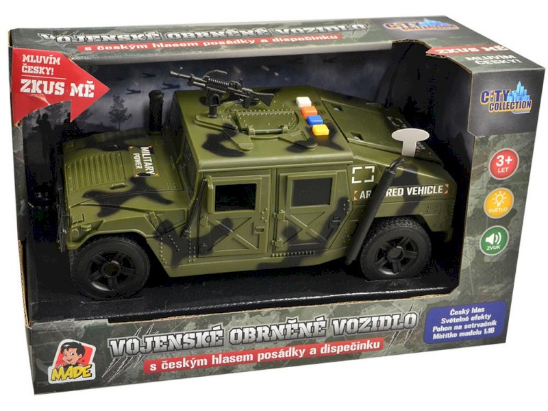 MaDe Vojenské auto se světlem a českým hlasem 24cm