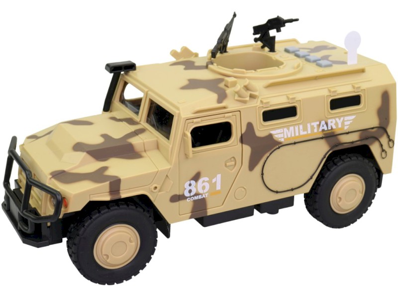 Vojenské auto, na baterie, světlo a zvuk, setrvačník