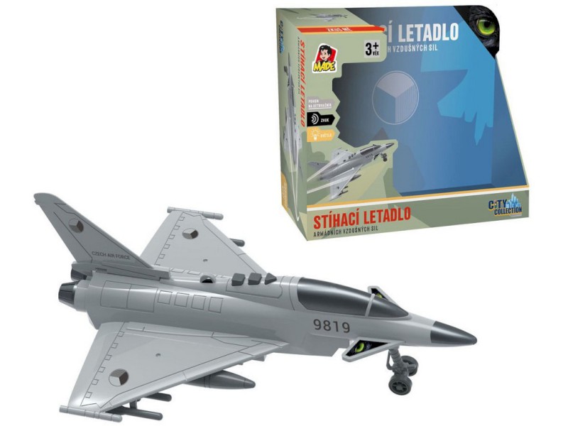 Made Stíhací letadlo na setrvačník na baterie se světlem a zvukem