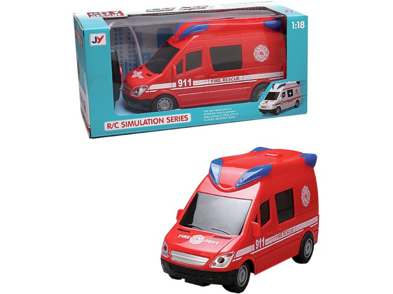 14751 - Auto hasičské na dálkové ovládání, se světlem a zvukem, 21 cm