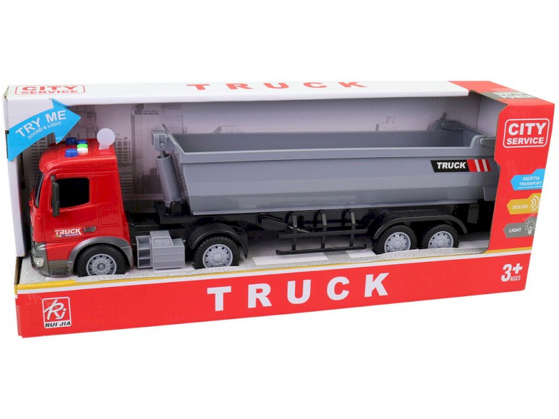 15189 - Auto nákladní na setrvačník na baterie, se světlem a zvukem, 38 x 7 x 10 cm