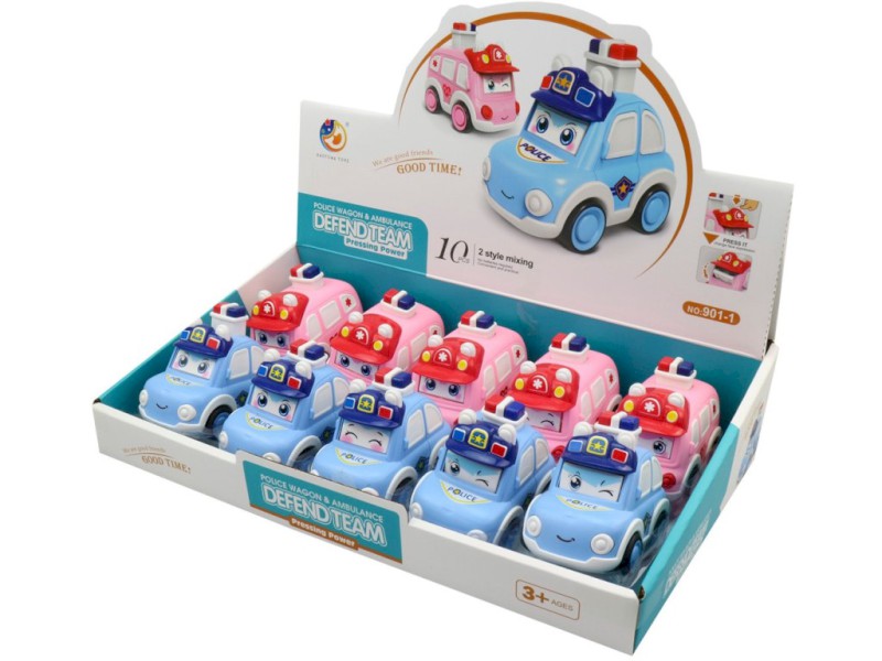 14690 - Auto policejní, ambulance, na stisknutí, 9,4 x 8,1 x 6 cm