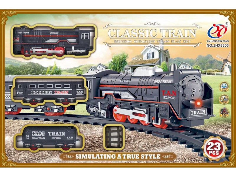 14441 - Vlaková souprava, na baterie, se světlem, 23 ks, 36,5 x 4,5 x 24,5 cm