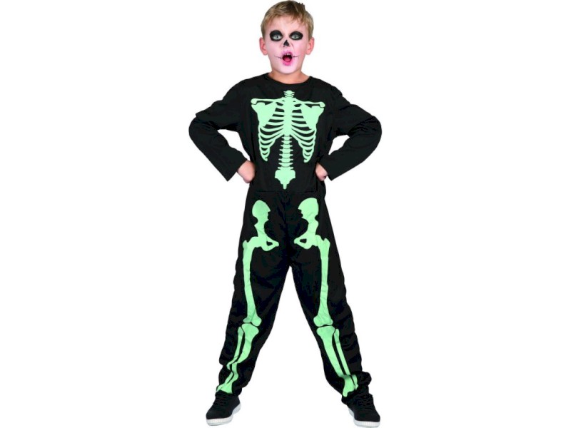 09238 - Šaty na karneval -  kostra svítící ve tmě, 120 - 130cm