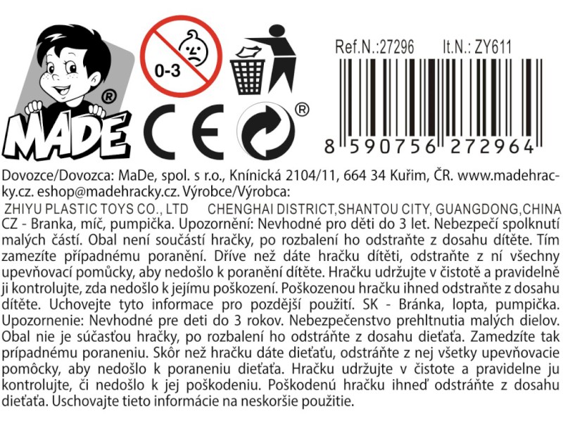 Fotbalový set, 2 branky s míčem a pumpičkou a příslušenstvím