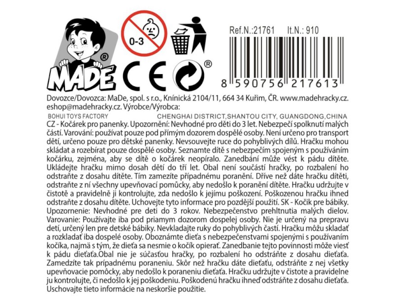 Dětský kočárek, golfové hole