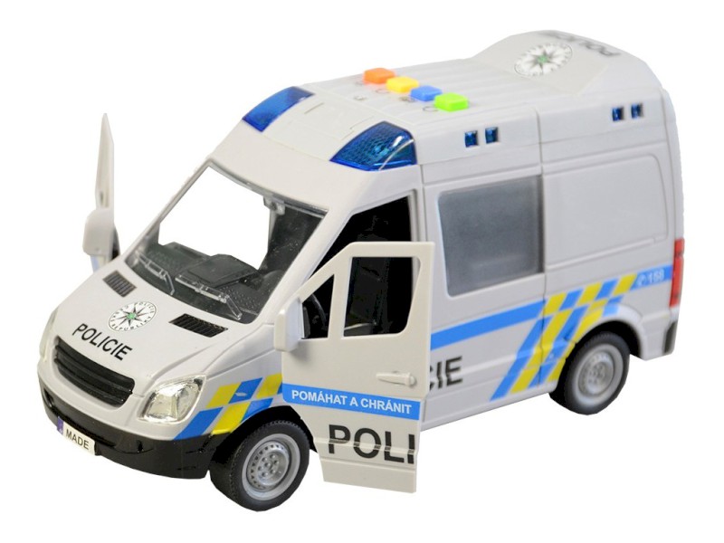 MaDe Auto policejní dodávka, na setrvačník s reálným hlasem posádky, 21 cm