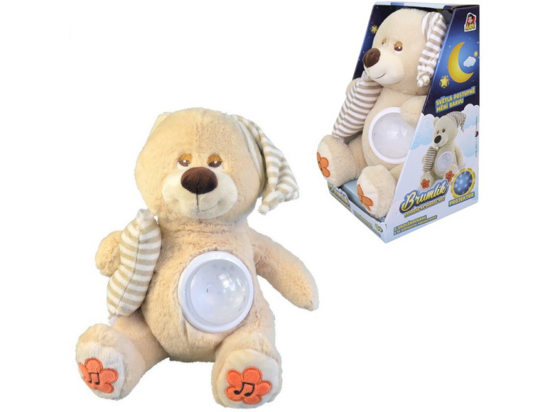 01886 - MaDe Medvídek Brumlík na spaní, světlo, usínací melodie, 30cm