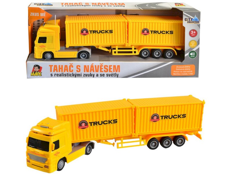 08432 - Kamion se dvěma kontejnery na setrvačník, 8 x 33 x 5 cm
