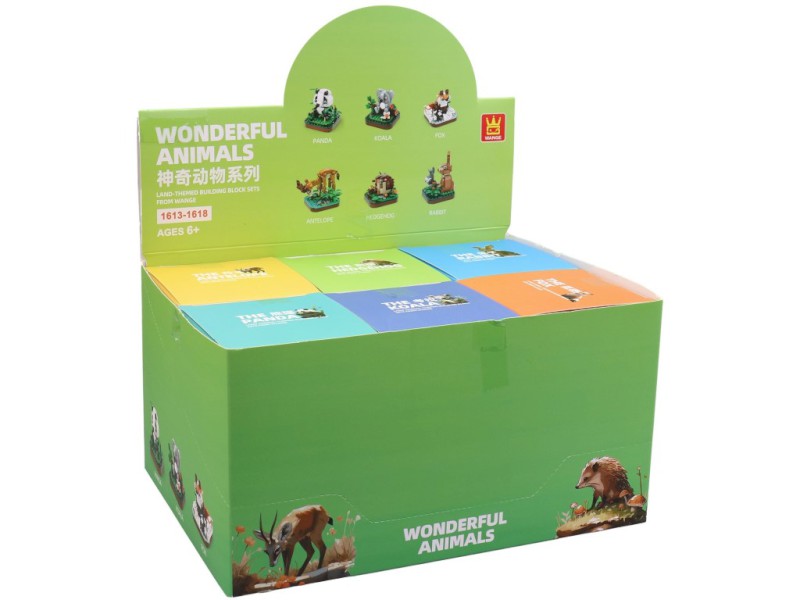 Kostky diorama zvířátka, 6 ks v display boxu