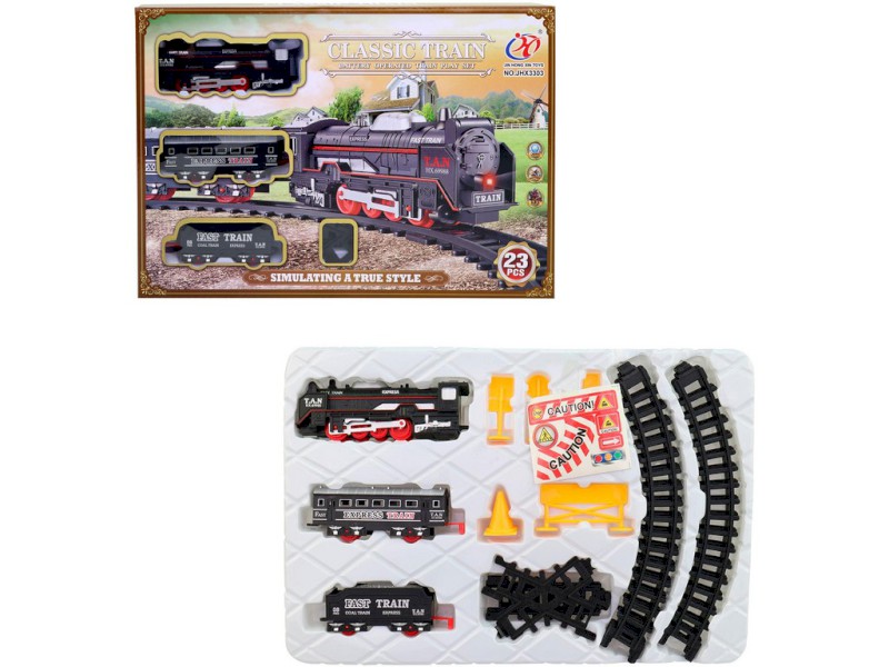 14441 - Vlaková souprava, na baterie, se světlem, 23 ks, 36,5 x 4,5 x 24,5 cm