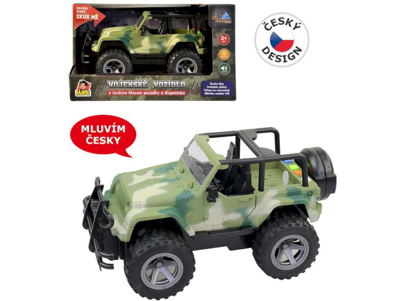 03226 - Jeep vojenský, na setrvačník, s reálným hlasem posádky