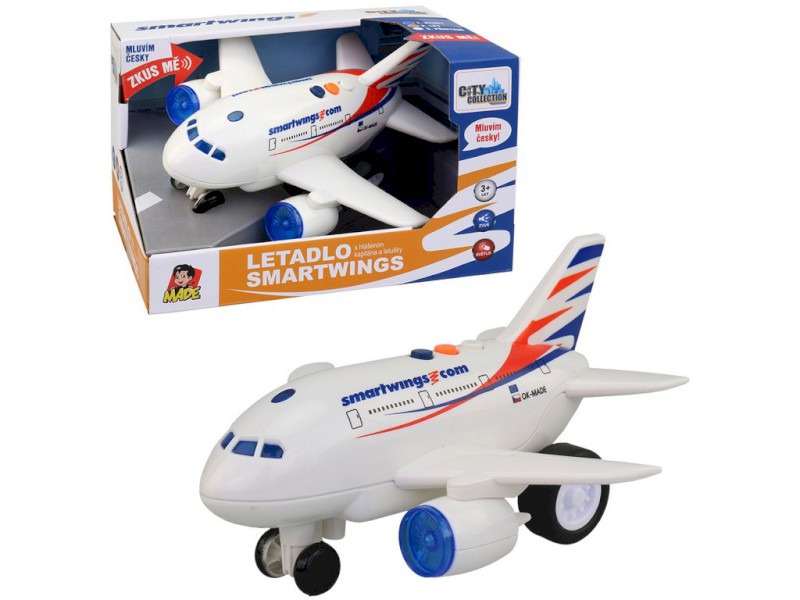 12619 - MaDe Letadlo Smartwings s hlášením kapitána a letušky, na setrvačník, 20 cm