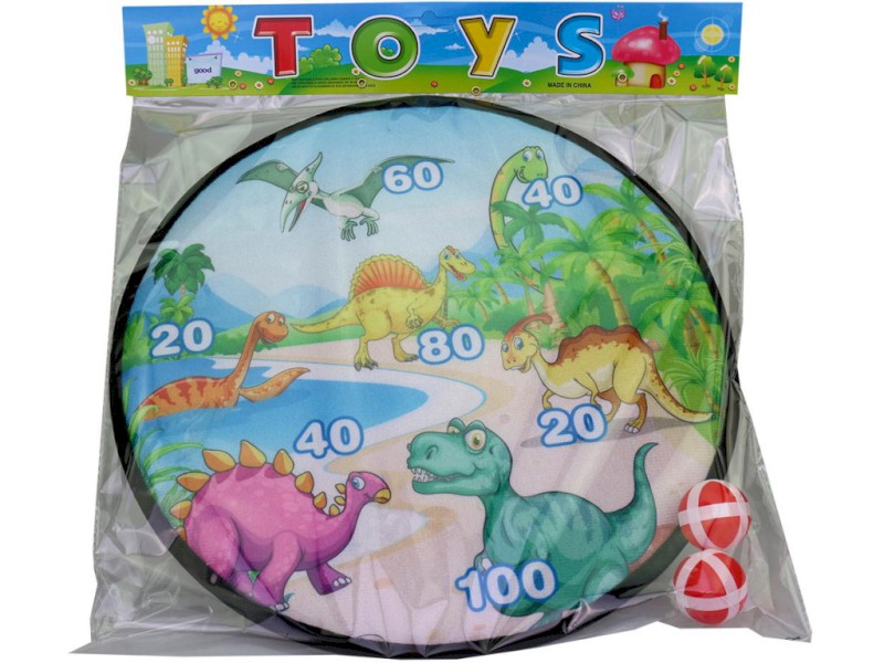 15120 - Terč s dinosaury a míčky na suchý zip, 36 x 36 cm