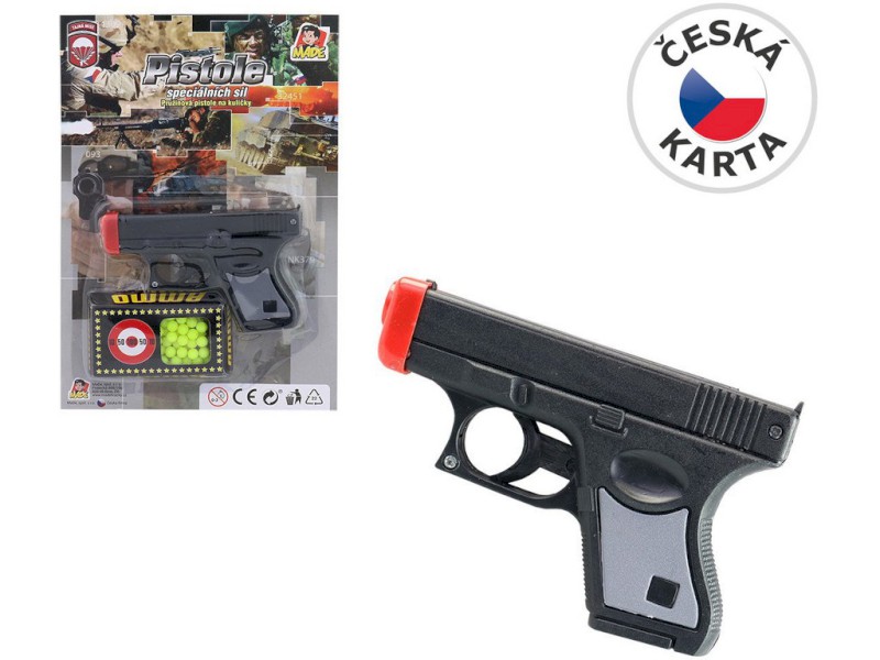 65327 - MaDe Pistole s kuličkami na kartě, černá
