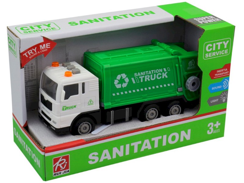 15192 - Auto popelářské na setrvačník, na baterie, se světlem a zvukem, 16 x 5,5 x 6,5 cm